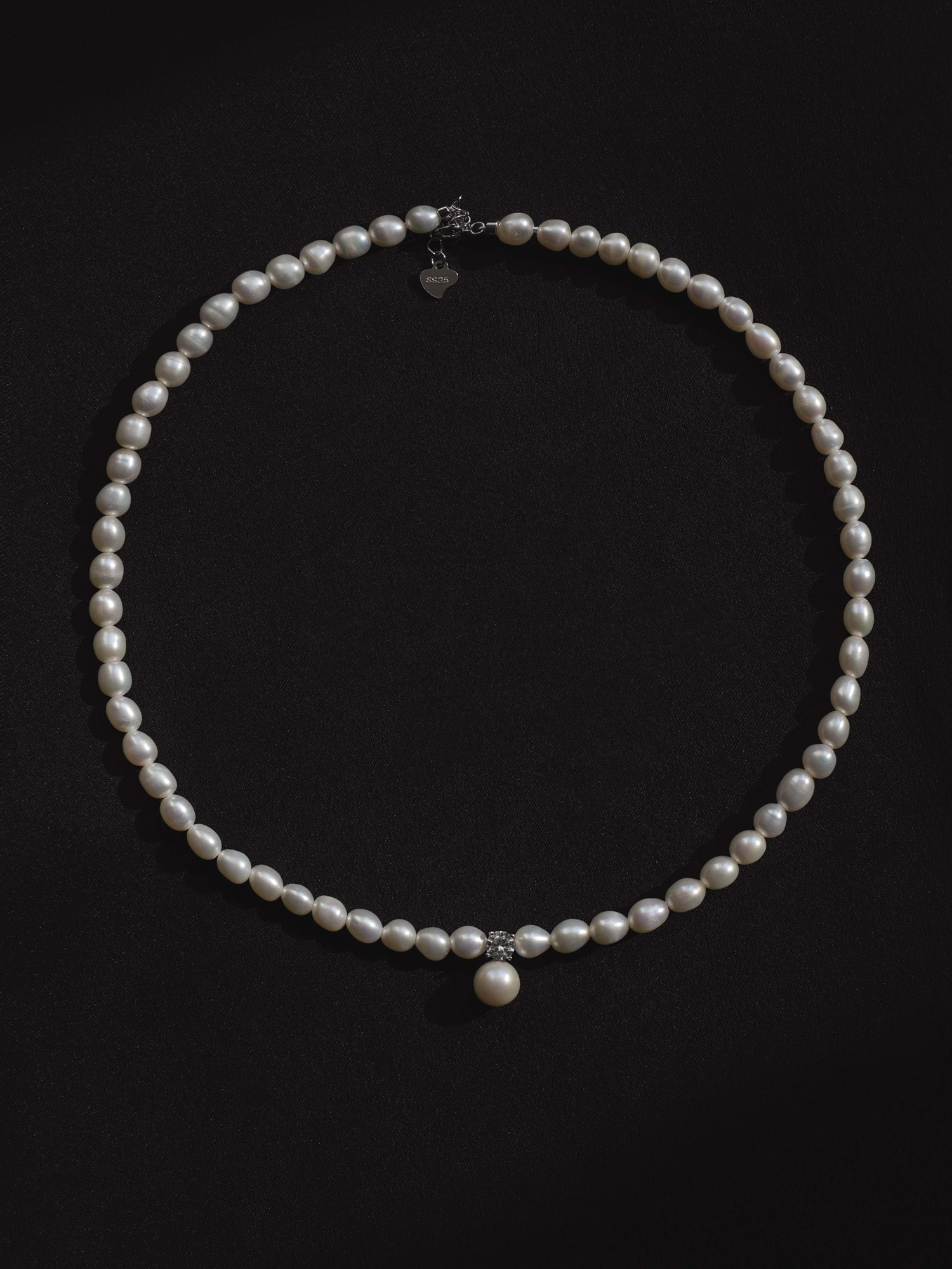 MUR BLANC Jewelry 法式天然珍珠单颗闪钻锆石项链 - 图2