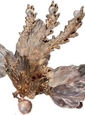 卿九家的猫原创 白琉璃水晶凤凰玄鸟发钗汉服发冠后压