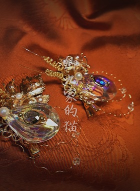 九家原创施华洛蝴蝶珍珠发夹