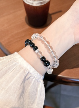 情侣装黑色水晶黑曜石白色