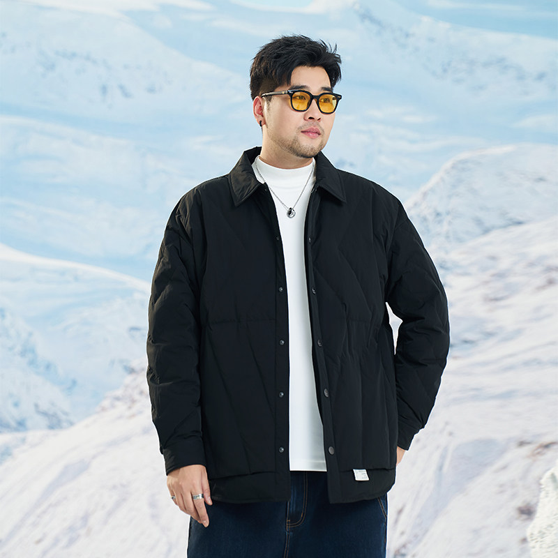 黑劲大码男装轻羽绒衬衫90白鸭绒胖子加肥加大冬季轻薄保暖羽绒服,淘宝优惠券,粉丝福利购,淘宝优惠卷