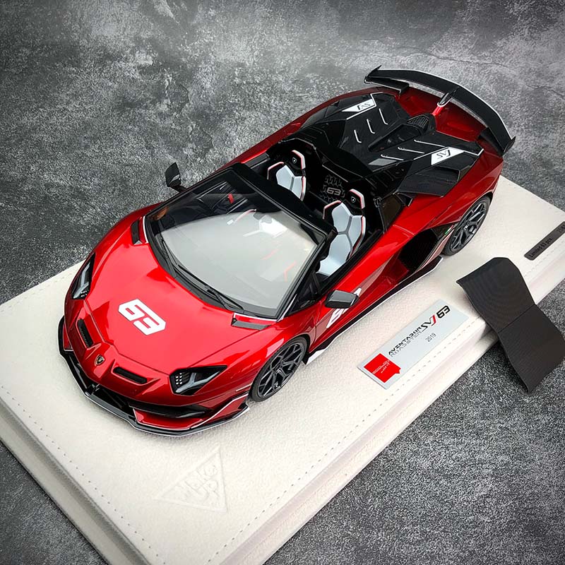 沙沙汽车模型Makeup MU1:18兰博基尼Aventador SVJ 63号敞篷树脂 - 图1