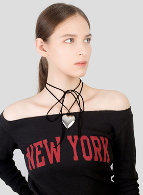 bm平替项链韩素希fever同款黑绳系带大爱心choker甜酷辣妹女长款