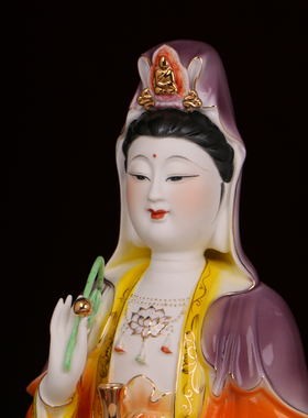 手工彩绘客厅观世音菩萨陶瓷中式