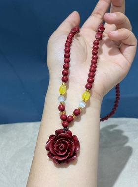 天然原矿朱砂项链高含量锁骨链