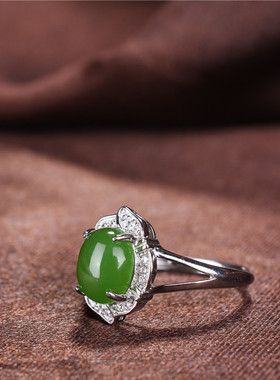 指环女款活口蛋面天然和田玉包邮