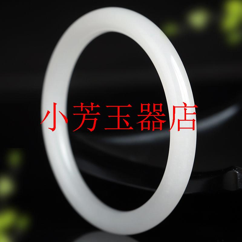 精选高品质新疆和田玉手镯白玉镯子金丝玉羊脂级白玉石镯美人条镯