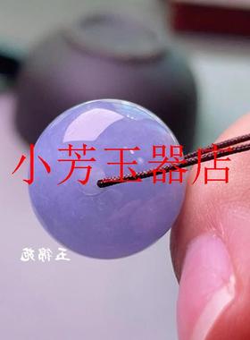 缅甸翡翠色冰糯种紫罗兰路路通吊坠满紫色转运珠桶珠锁骨链玉石链