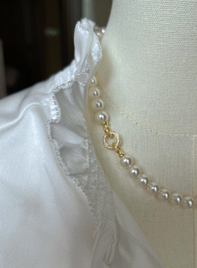 双扣式施家人造珍珠项链