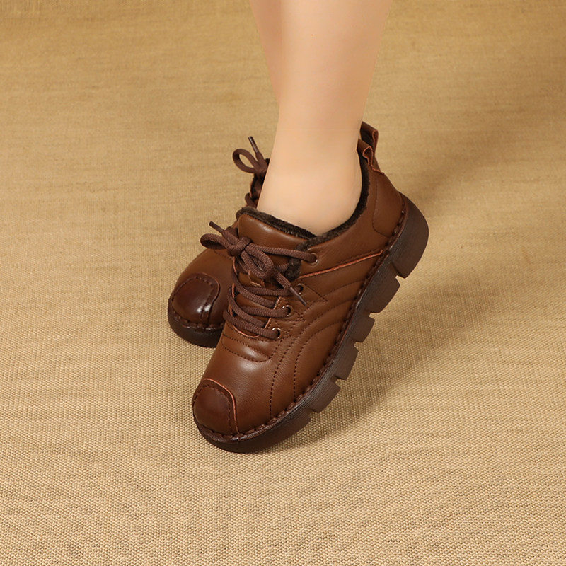 真皮软底妈妈鞋加绒平底保暖舒适中老年女鞋防滑深口皮鞋冬季新款,淘宝优惠券,粉丝福利购,淘宝优惠卷