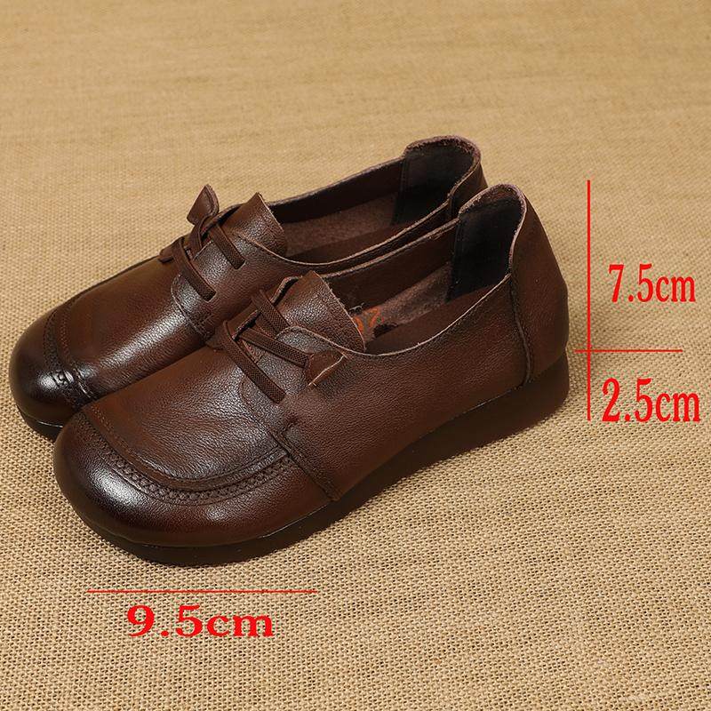 复古单鞋女春季新款软牛皮软底皮鞋真皮圆头牛筋底中老年平底鞋子,淘宝优惠券,粉丝福利购,淘宝优惠卷