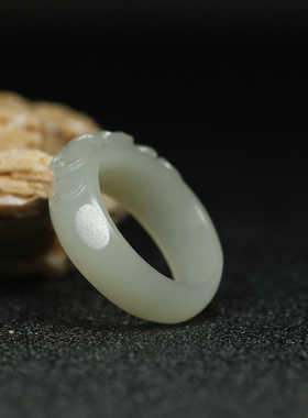 玉德堂戒指和田玉籽料饕餮纹