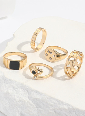 个性百搭滴油恶魔之眼吊坠指环