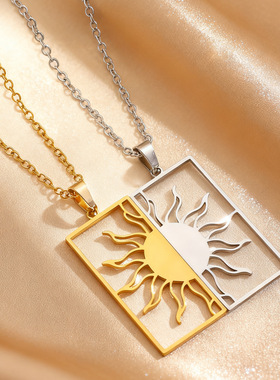 18k gold-plated hollow stainless steel couple clavicle chain