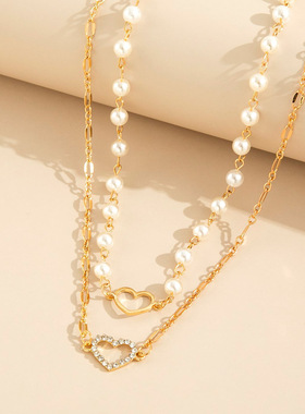 合金欧美热销饰品气质珍珠锁项链