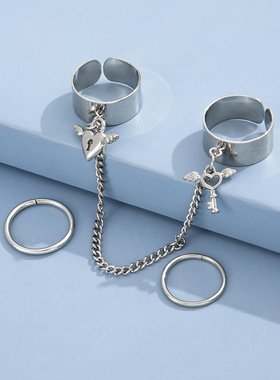 时尚创意设计爱心钥匙锁戒指