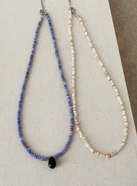 小众设计感串珠水滴项链女文艺复古时尚精致简约百搭颈链毛衣链