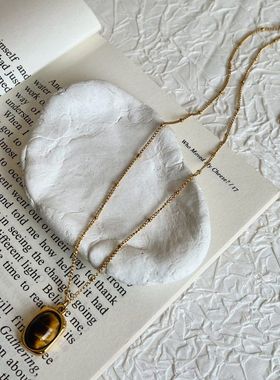 美拉德虎眼石项链女 秋冬2025新款爆款轻奢小众钛钢不褪色 毛衣链