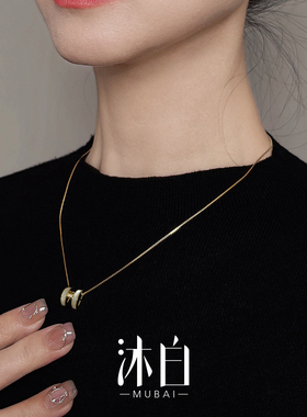 沐白MU母贝吊坠925纯银毛衣项链