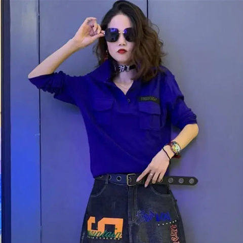 欧货POLO领长袖秋新款时尚修身寸衫搭印花钉珠哈伦裤宽松俩件套,淘宝优惠券,粉丝福利购,淘宝优惠卷