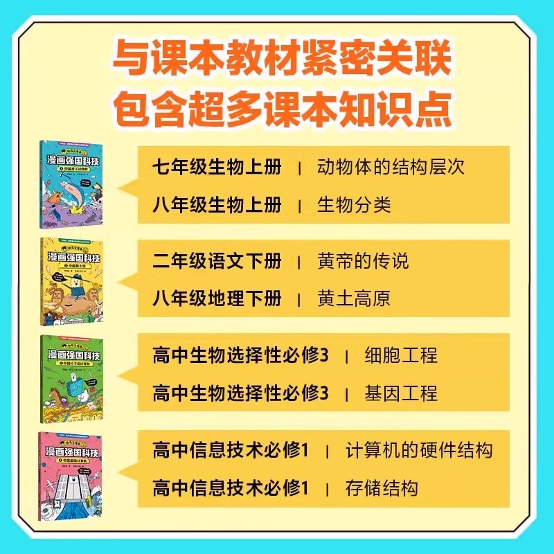 谢耳朵漫画强国科技系列全4册 澄江动物群中国黄土地 中国超级计算机中国分子设计育种写给7~14岁孩子的强国科技科普百科漫画读物 - 图2