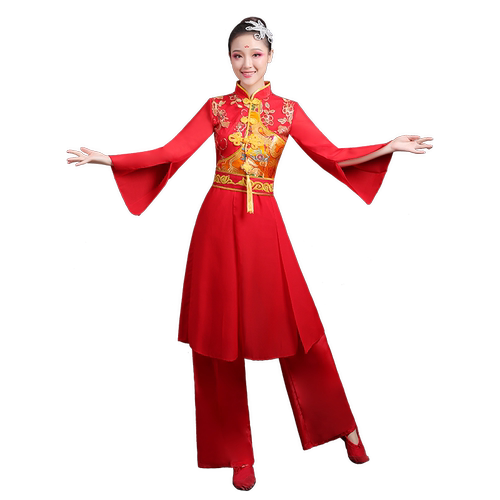 秧歌服演出服女2026新款套装中老年扇子舞广场舞服舞龙舞狮打鼓服 - 图3