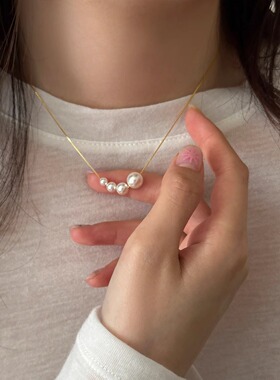 珍珠项链轻奢小众925纯银锁骨链