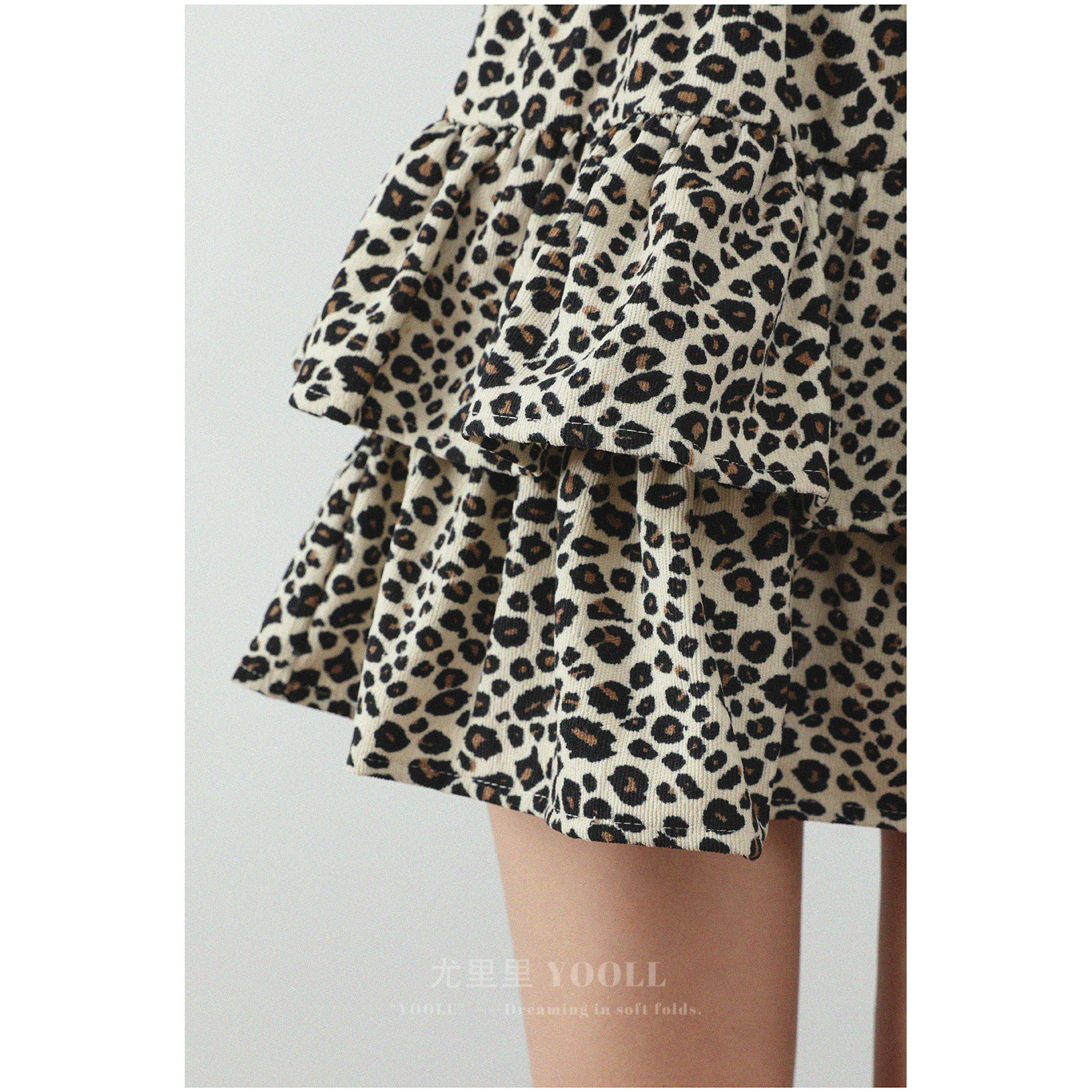 复古设计感豹纹半身裙春秋新款高腰显瘦辣妹短裙甜美蓬蓬蛋糕裙女,淘宝优惠券,粉丝福利购,淘宝优惠卷