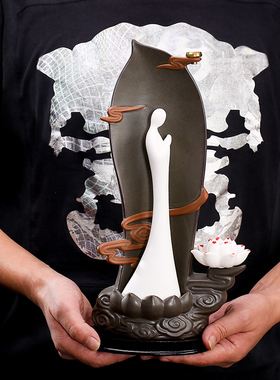 现代中式风禅意陶瓷家居倒流香炉