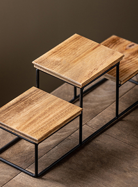 实木铁艺博古架子小号迷你