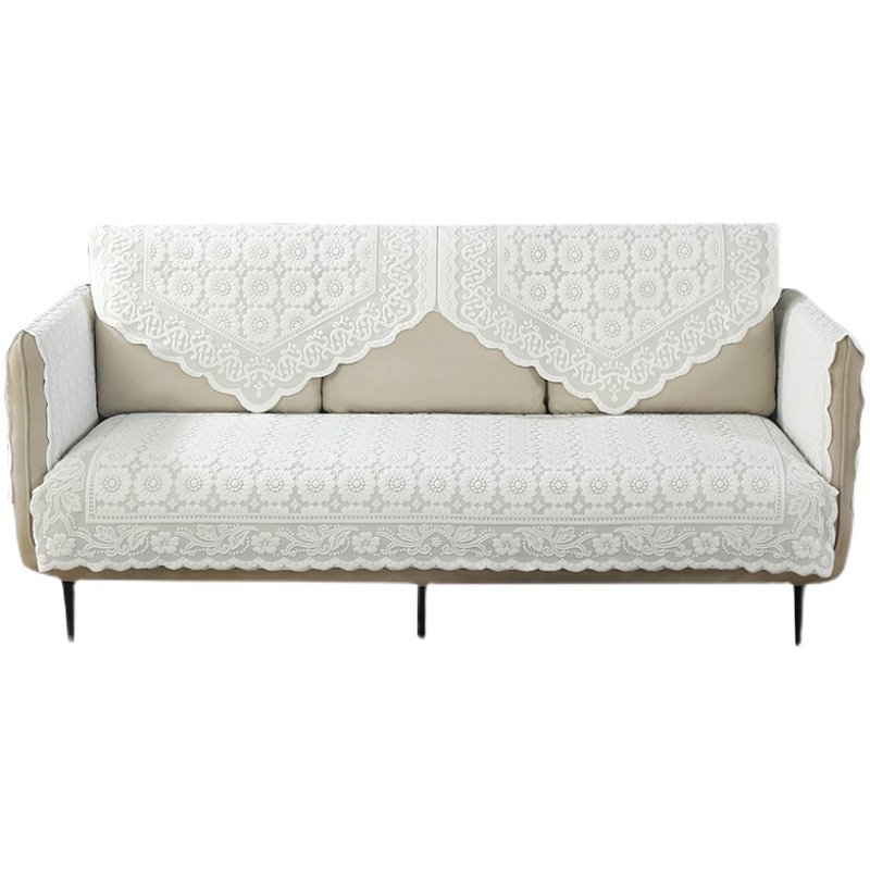 加厚蕾丝沙发巾纯白靠背巾四季通用沙发垫扶手巾现代简约全盖布艺