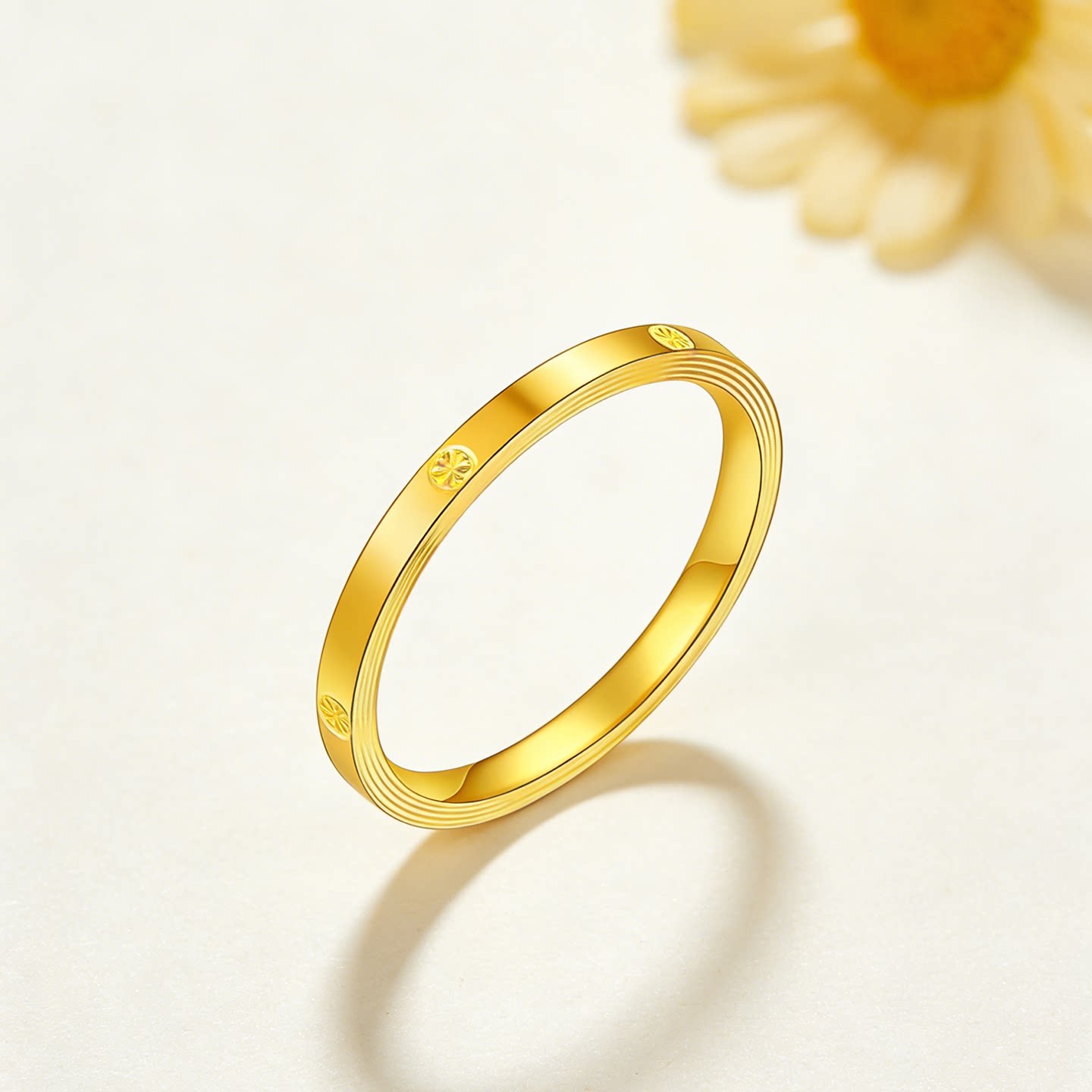 Pure gold 999 meter diamond pattern gold ring gift for women