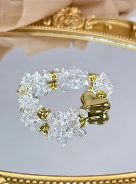 天然白水晶碎石手链女轻奢小众高级感气质百搭花朵串珠手串手环