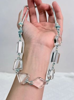 天然白水晶项链女款锁骨链简约风格饰品礼物送女友闺蜜生日礼物