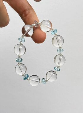 天然白水晶手链女款单圈手串饰品礼物送女友闺蜜