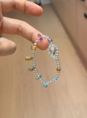 天然白水晶手链女款单圈手串饰品礼物送女友闺蜜