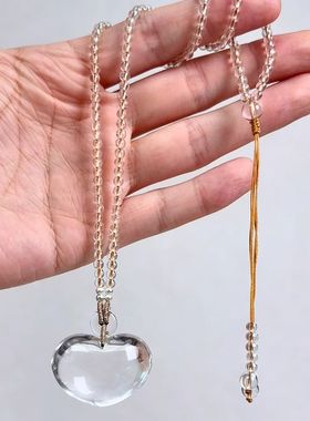 天然白水晶项链爱心女款吊坠时尚饰品礼物送女友闺蜜生日礼物