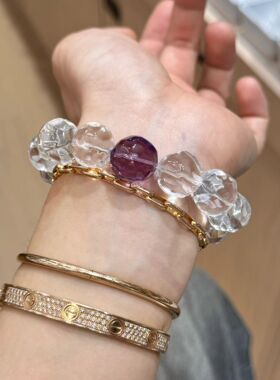 天然白水晶手链女款单圈手串饰品礼物送女友闺蜜