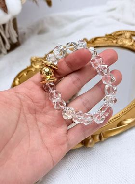 天然白水晶手链女款单圈时尚饰品礼物送女友闺蜜生日礼物