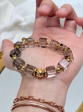 天然茶水晶手链女款单圈手链送女友闺蜜生日礼物