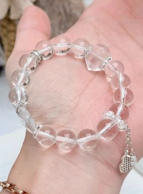 天然白水晶手链女款单圈时尚饰品礼物送女友闺蜜生日礼物
