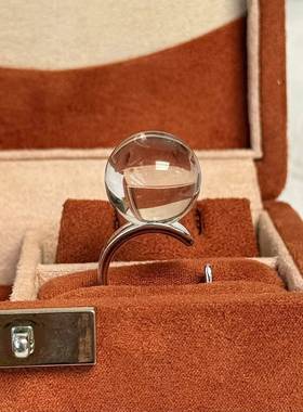 天然白水晶戒指女款单圈时尚饰品礼物送女友闺蜜生日礼物