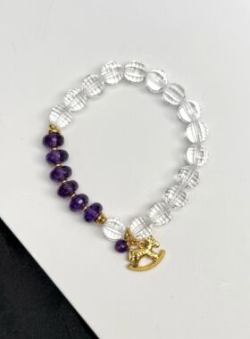 天然白水晶手链女款单圈手串饰品礼物送女友闺蜜