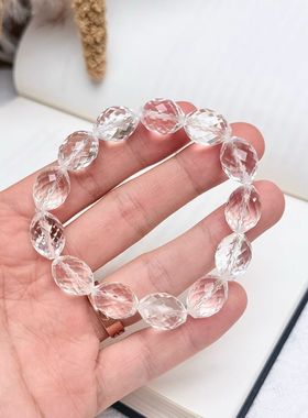 天然白水晶手链女款单圈时尚百搭饰品礼物送女友闺蜜生日礼物