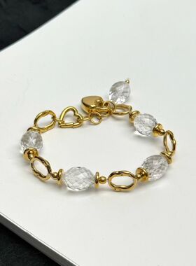 天然白水晶手链女款单圈手串饰品礼物送女友闺蜜