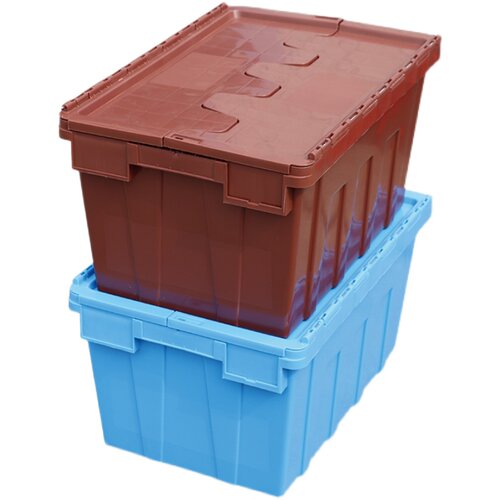 塑料周转箱长方形工厂转医疗配送超市带盖运输胶框斜插式折叠收纳 - 图3