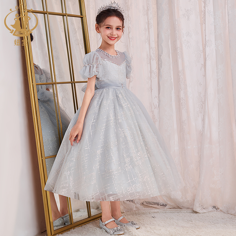 女童礼服轻奢小众高端儿童演出服主持人钢琴演奏小女孩生日公主裙 - 图3