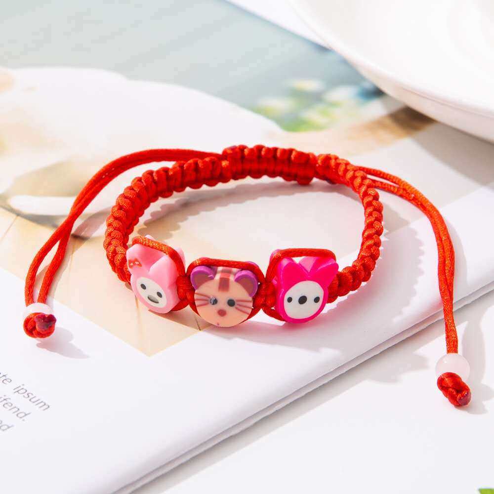 端午节儿童红绳纯手工编织水果手链 三千海珍珠手链