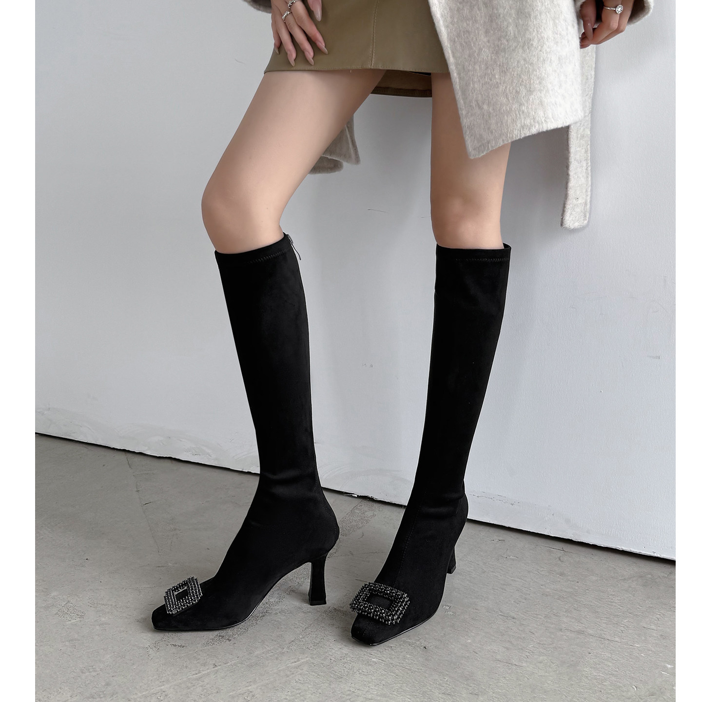 Kmeizu优雅千金~8cm细超高跟短靴女秋冬弹力瘦瘦靴小腿袜靴高筒靴,淘宝优惠券,粉丝福利购,淘宝优惠卷