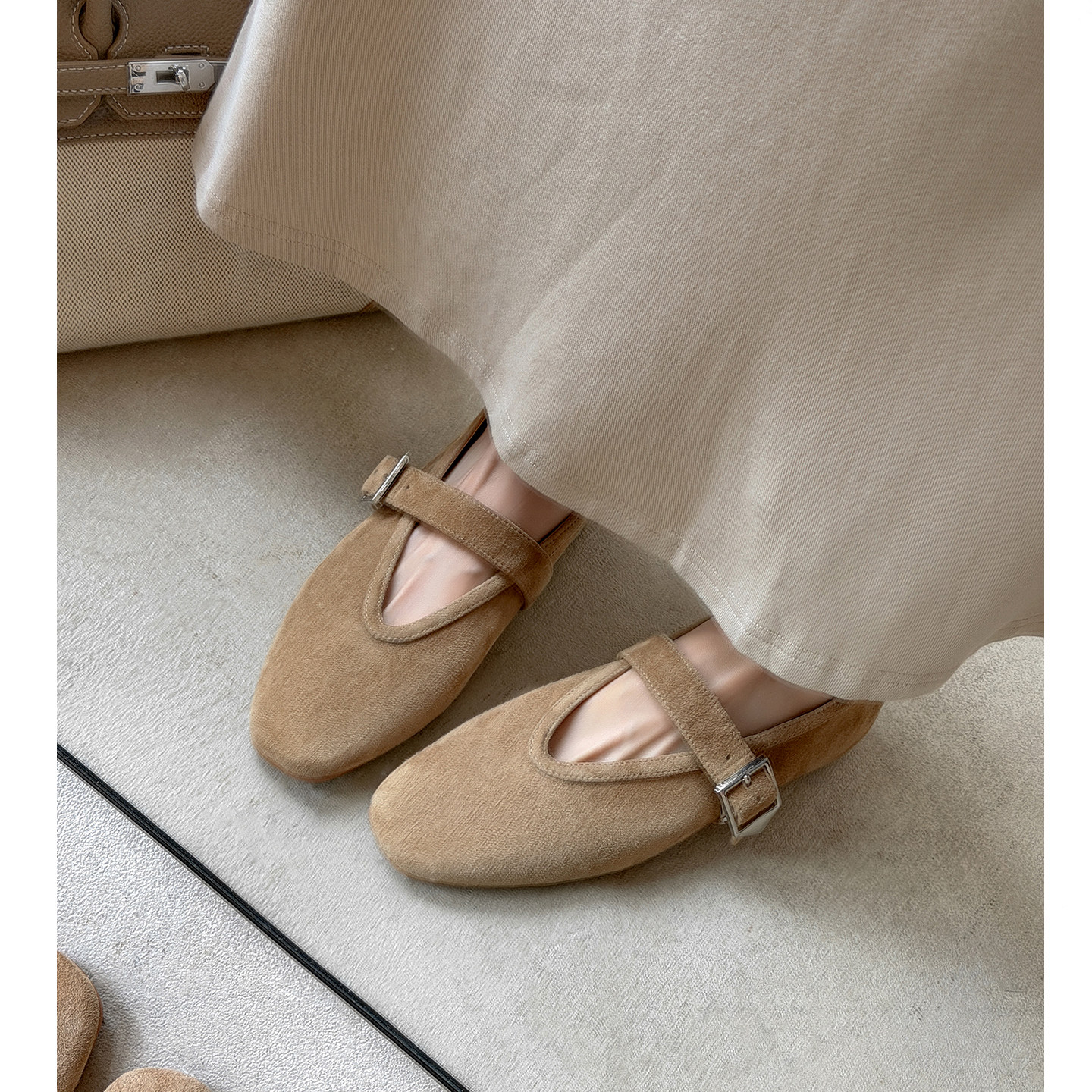 Kmeizu巨软~平底玛丽珍鞋女新款V口马毛一字扣带赫本文艺通勤单鞋,淘宝优惠券,粉丝福利购,淘宝优惠卷